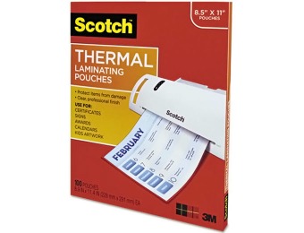 60% off Scotch Thermal Laminating Pouches 8.9" x 11.4", 100-Pack