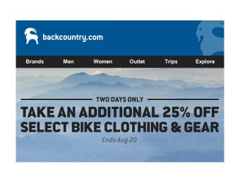 Extra 25% off Select Bike Clothing & Gear at Backcountry, 250+ Items
