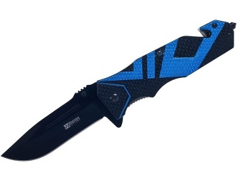 80% off Whetstone Cutlery Black & Blue Tactical Rescue Knife