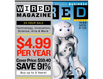 92% off Wired Magazine Subscription, $4.99 / 12 Issues