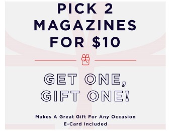 DiscountMags Sale - Pick 2 Magazines for $10