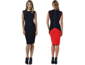$81 off Adrienne Vittadini Tattersall Dress, Lacquer/Black