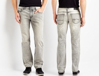 68% off Aeropostale Bowery Slim Straight Bleached Grey Jeans