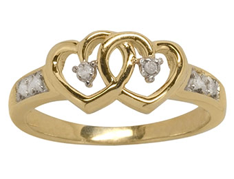 90% off Diamond Accent Heart Ring in 14k Gold over Sterling