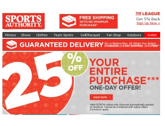 Sports Authority Holiday Sale - 25% Off Your Entire Purchase