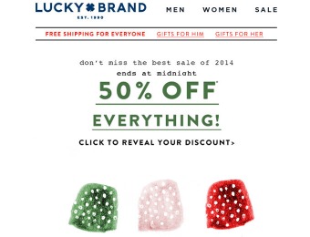 Today Only! Save 50% off Everything at Lucky Brand
