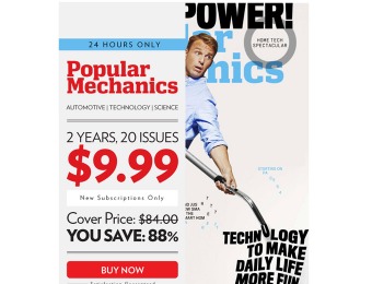 88% off Popular Mechanics Magazine, $9.99 / 20 Issues
