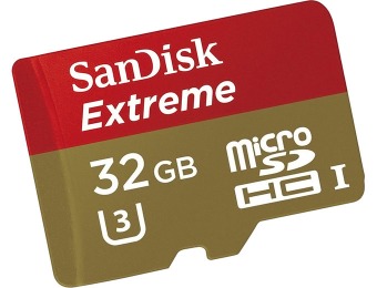23% off SanDisk 32GB Extreme microSDHC UHS-I Memory Card