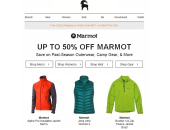 Up to 50% off Marmot Past-Season Outerwear, Camp Gear, & More
