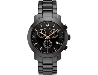 $270 off Bulova Men's Black-Tone Stainless Steel Bracelet Watch