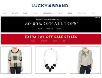 30-50% off All Tops at Lucky Brand