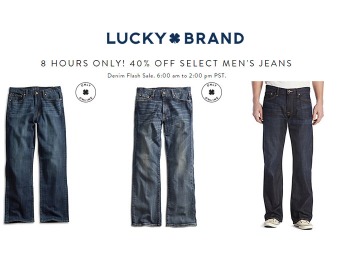 Lucky Brand Flash Sale - 40% off Select Men's Jeans