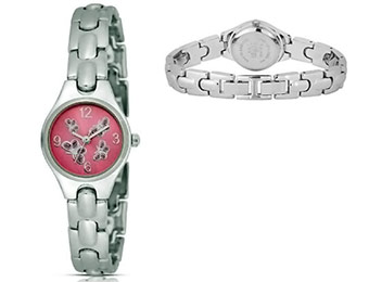93% off FMD WS056 Ladies Pink Crystal Butterfly Sunburst Watch