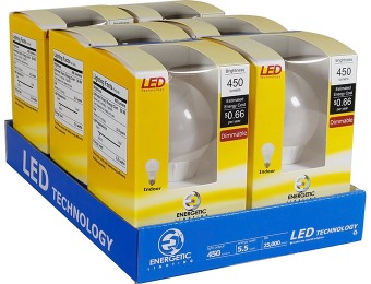 57% off Energetic Lighting 5.5W LED (40W Eqv) 450 Lumen, 6-Pack