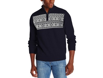 80% off Dockers Men's Chest Block Fairisle Zip Mock Sweater