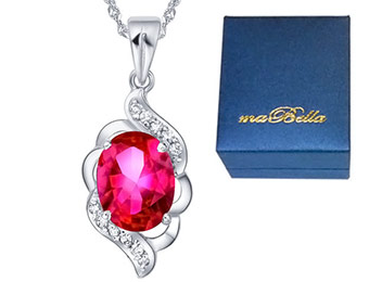 $163 off Mabella 2.0 ctw Oval Created Ruby Pendant Necklace