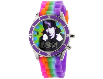 86% off Justin Bieber Kids' Digital Multi-Colored Silicone Strap Watch