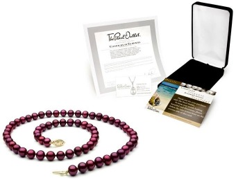 $1,310 off Cranberry Red Pearl Necklace, 8mm, 14k Gold Clasp