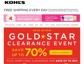 Kohl's Gold Clearance Event - Up to 80% off