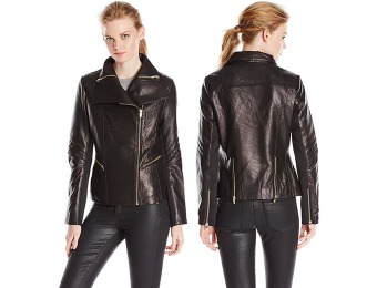 $306 off Via Spiga Women's Asymmetrical Leather Moto Jacket