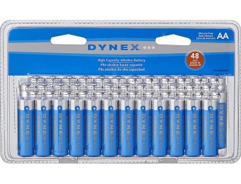 50% off Dynex AA Alkaline Batteries (48-Pack) - Blue/Silver