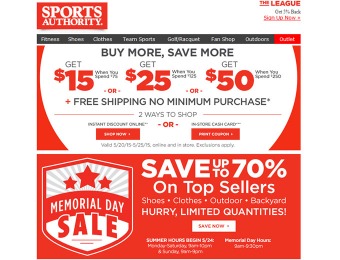 Sports Authority Memorial Day Sale - Up to 70% off