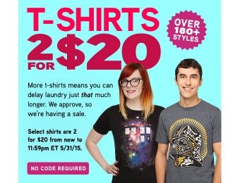 ThinkGeek 2 for $20 T-Shirt Sale, 180+ Styles