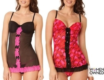 68% off Smart & Sexy Lightly Lined Mesh Tuxedo Slip and Thong Set