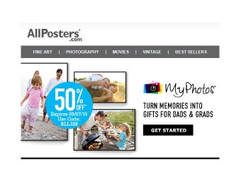 Extra 50% Off Gifts For Dads & Grads at Allposters.com