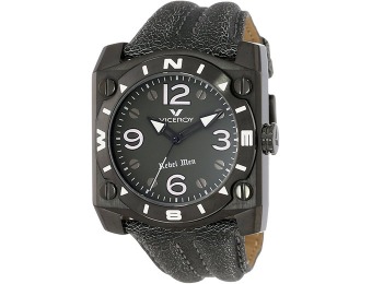 $480 off Viceroy Rebel Black Ion-Plated & Leather Square Watch