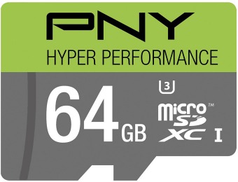 $47 off PNY 64GB microSDXC Class 10 UHS-I/U3 Hyper Memory Card