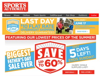Sports Authority Father's Day Sale - Up to 60% off