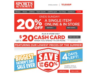 Sports Authority Flash Sale - 20% Off Single Item