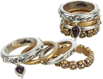 43% off Lucky Brand Two-Tone Floral Stack Rings