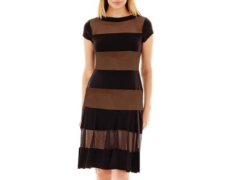 75% off R&M Collection Cap-Sleeve Mesh Striped Dress - Petite