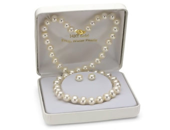 84% off 8-9mm White Freshwater Pearl Necklace w/Stud Earrings