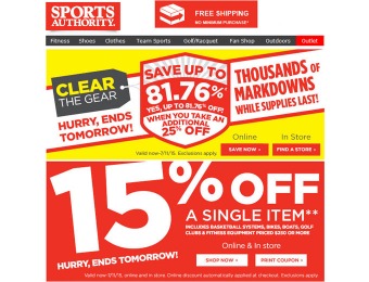 Up to 82% off at Sports Authority - Thousands of New Markdowns