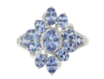 60% off 1.5 ct. Sterling Silver Tanzanite Cluster Ring