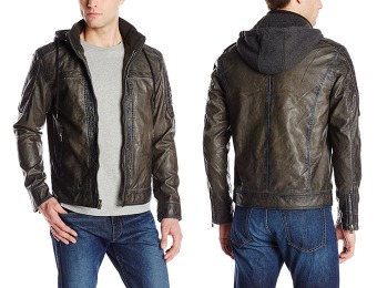 50% off X-Ray Men's Faux Leather Moto Jacket with Removable Hood