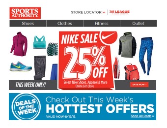 Sports Authority Nike Sale - 25% off Shoes, Apparel & More