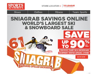 Sports Authority Skis, Snowboards & Equipment Sale - Up to 90% Off