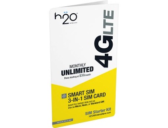 $9 off H2O Wireless 3-in-1 4G LTE SIM Card