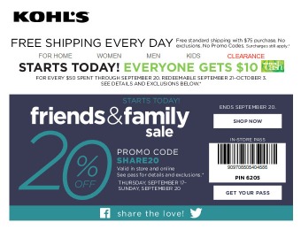 Kohl'S Friends and Family Sale - Extra 20% off Your Purchase