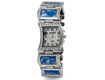 92% off Mother of Pearl Dial Blue Silver Tone Women's Watch