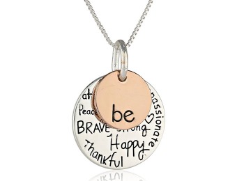 79% off Two-Tone Sterling Silver "Be" Graffiti Charm Necklace, 18"