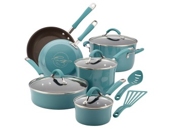 $180 off Cucina Porcelain Enamel 12-Pc Cookware Set, Agave Blue