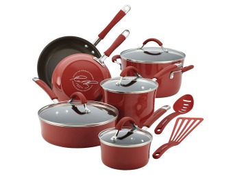 $180 off Cucina Porcelain Enamel 12-Pc Cookware Set, Cranberry Red