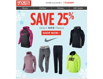 25% Off Select Nike Fleece Apparel at Sports Authority