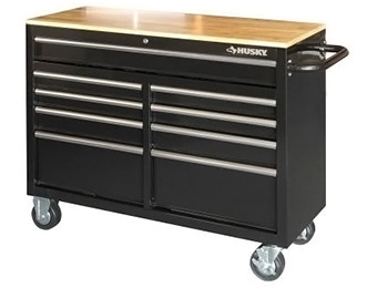 Deal: Husky 46" 9-Drawer Mobile Workbench with Solid Wood Top