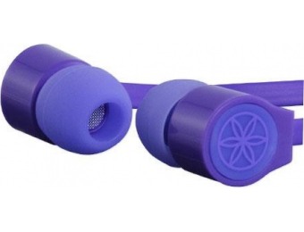 84% off Gaiam Flat Wire Ear Buds with Microphone, Purple